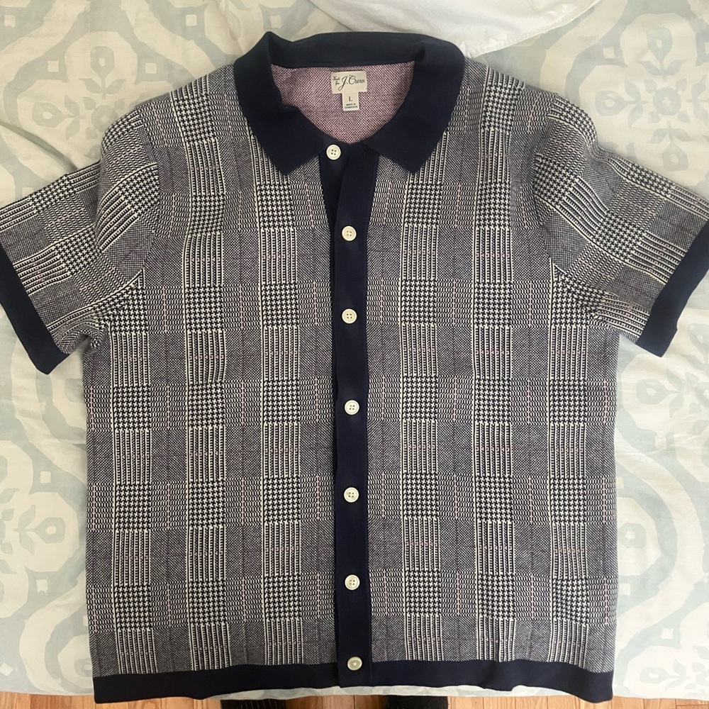 J. Crew Navy and White Checkered Button-Down Shirt